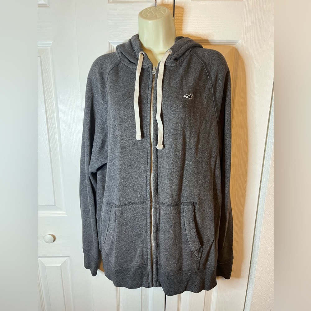 Solid Grey Hollister Zip Up